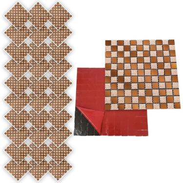 Imagem de Pastilha De Vidro Autocolante Kit 30 Uni Parede Cozinha Banheiro Box Sala Decorativa Facil Aplicacao Requintada Moderna