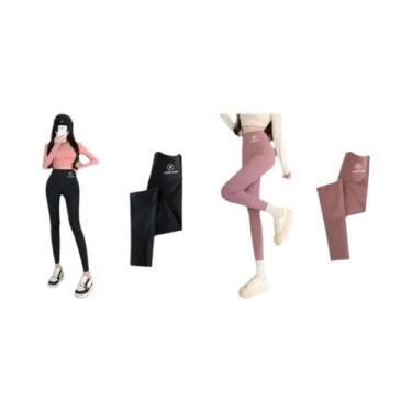 Imagem de Leggings Pretas Femininas De Cintura Alta M-XL, Calças Shark Com Efeit