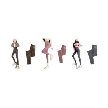 Imagem de Leggings Pretas Femininas De Cintura Alta M-XL, Calças Shark Com Efeit