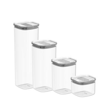 Imagem de Kit de Potes Herméticos Ou Quadrados 4 Peças Linha Duo Lock