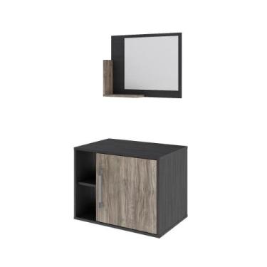 Imagem de Conjunto Balcão E Espelheira Soft 600 Perffect Acetinado Preto ônix C-