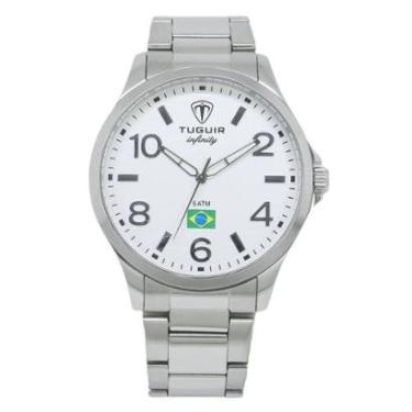 Imagem de Relógio Masculino de Aço Tuguir Analógico Infinity TGI37226 Prata e Branco-Masculino
