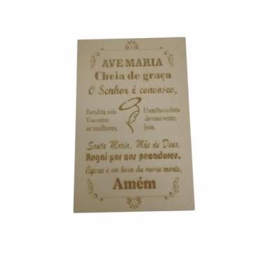 Imagem de Placa Decorativa Oração Ave Maria MDF 20x30 Natural - bazar mix