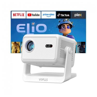 Imagem de Projetor Smart Mini VOPLLS Branco 4K WiFi Bluetooth Auto Foco T6 120V.