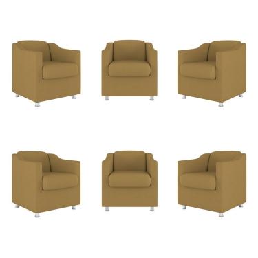 Imagem de Kit 6 Poltronas Sala De Espera Clínica Tilla Suede Café Balaqui Decor