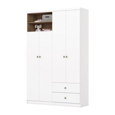 Imagem de Guarda Roupa Infantil 04 Portas 02 Gavetas Vanila I132 Branco Jequitib