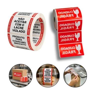 Imagem de Kit Etiqueta Frágil 500 Un Lacre Inviolável 1000 Un Delivery - Etiquet
