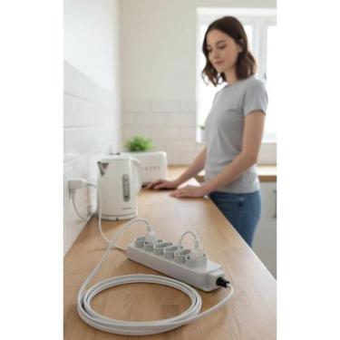 Imagem de Extensão 5m Reforçada Bivolt 10A/20A Tomada Branca - Congratulations S