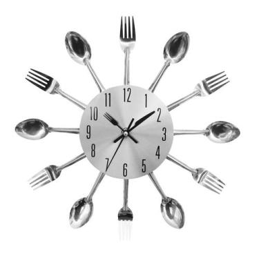 Imagem de Relógio de parede Eurobuy Cutlery 31 cm em aço inoxidável prateado