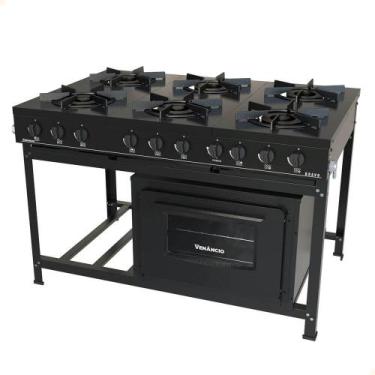 Imagem de Fogão Industrial Venâncio a Gás Bravo 6 Bocas com Forno Preto BR6BFPR
