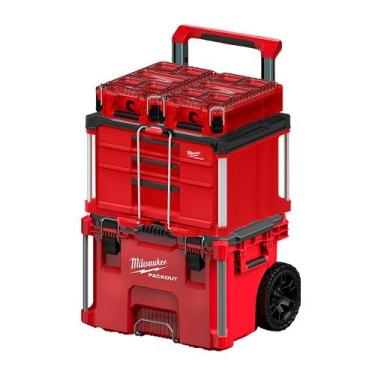 Imagem de Kit Maletas e Caixas Com Carrinho Packout 3 Milwaukee
