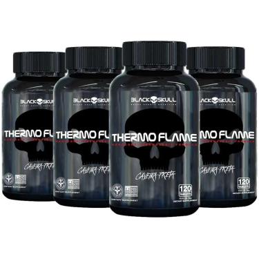 Imagem de 4x Thermo Flame Termogênico 120 Tabletes - Black Skull-Unissex
