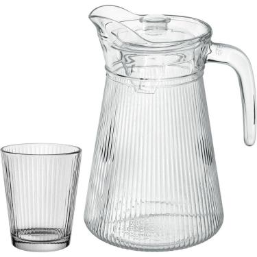Imagem de Jogo Jarra/Copos Home&Co Tampa Acrilico Vidro 1,6L/250Ml Transparente