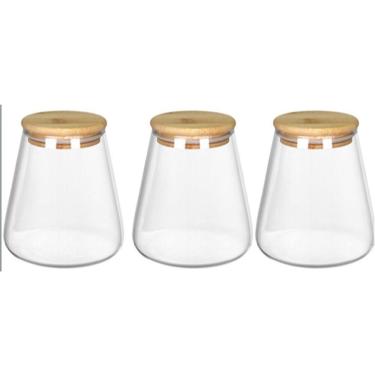Imagem de KIT 3 POTE MANTIMENTOS HOME&CO COM TAMPA BAMBU BOROSSILICATO 750ml 12x8x8