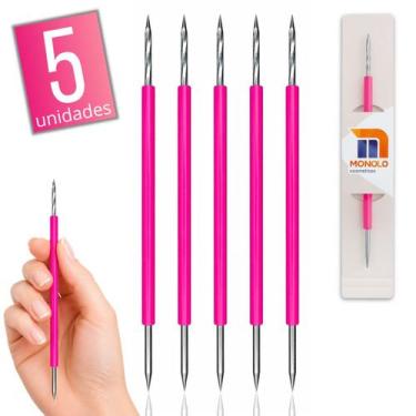 Imagem de Kit 5 Palito Duplo Bastão Cutícula Unha Manicure Pedicure Cutelaria Si