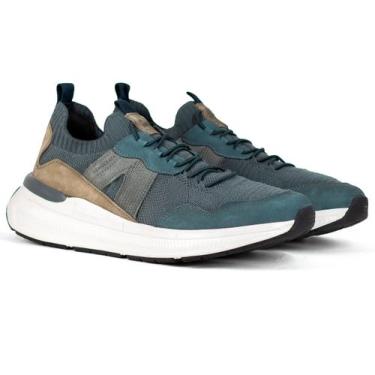 Imagem de Tênis Masculino Democrata Casual Knit Denim Brad Ultra Light Cadarço E