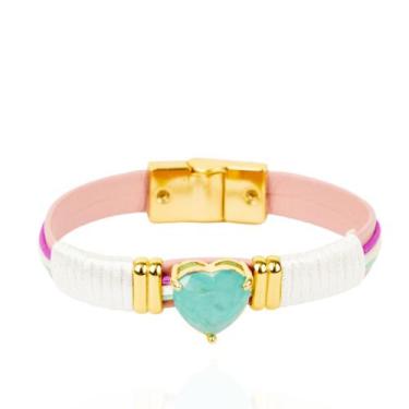 Imagem de Bracelete feminino com coração cristal banhado a ouro 18k - Brimatto