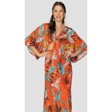 Imagem de Kimono Linho Estampado - Le Julie, Laranja, G