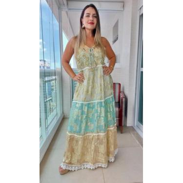Imagem de Vestido Longo Indiano Linha Luxo Premium Boho Chic c/ Forro-cod.125 - 