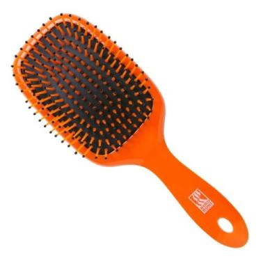 Imagem de Escova de cabelo cor laranja com cerdas preta - Plastigel