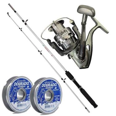 Imagem de Kit Pesca Molinete Mega 7 Rolamentos com Vara 40lbs e 200mts de Linha 