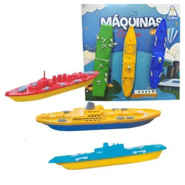 Imagem de Kit 03 Barco Lancha Frota Naval Agua Maquina Gulliver
