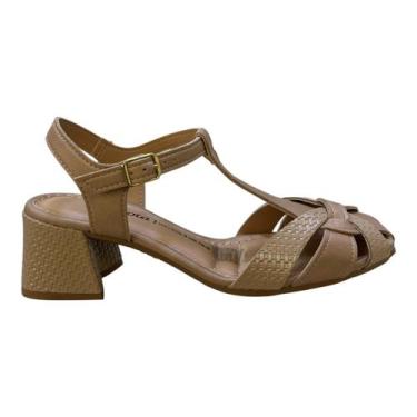 Imagem de Sandalia Feminino Dakota Casual Conforto Salto Bloco Médio Tiras Cruza