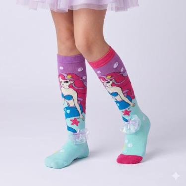 Imagem de Meia Divertida Maluca 3D Infantil Cano Alto Personagens - ZUUM, Verde 