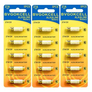 Imagem de Bateria Alcalina Bvgokcell A27 12V Pacote com 15 Unidades