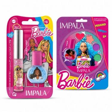 Imagem de Kit Infantil Impala Barbie: Maquiagem Com Aplicador, 2 Esmaltes E Glos