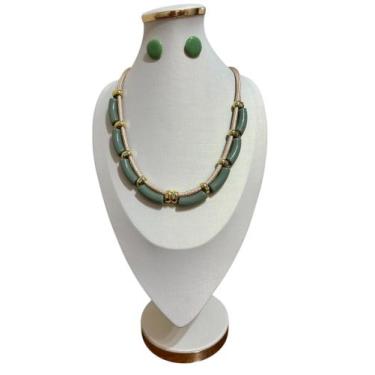 Imagem de Maxi Colar Feminino Cristal Resina Kit Com Brinco Elegante - MLBPEL, C