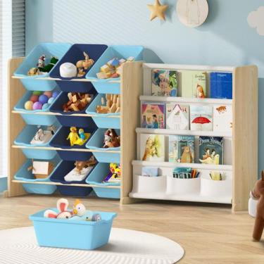 Imagem de Organizador de Brinquedos Infantil Experlam com 12 Caixas e 4 Pratelei