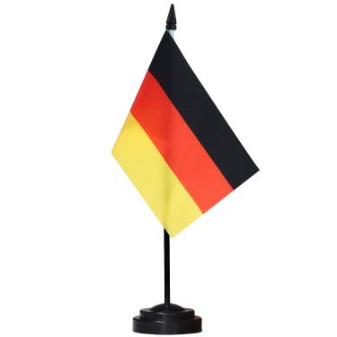 Imagem de Conjunto de bandeiras de mesa de luxo ANLEY Germany - 6 x 4 polegadas em miniatura da bandeira alemã com pólo sólido de 12 "- cores vivas e resistentes ao desbotamento - base preta e topo de lança