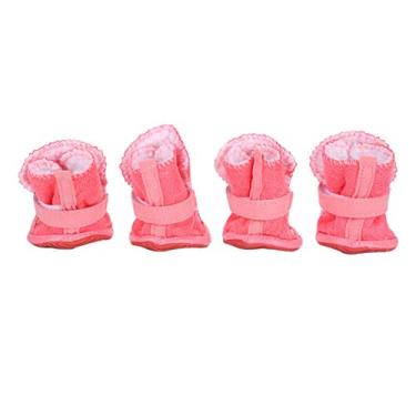 Imagem de Protetor de pata de cachorro, sapatos de borracha para evitar entorses com fecho de gancho para roupas de inverno(cor de rosa, número 3)