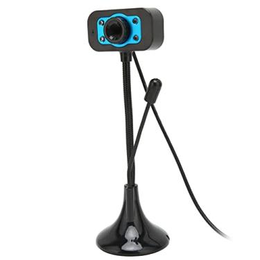 Imagem de Webcam de streaming, câmera webcam HD foco manual transmissão USB com microfone de luz de preenchimento LED para videoconferências de jogos, suporta 7 Vista XP, para Android,