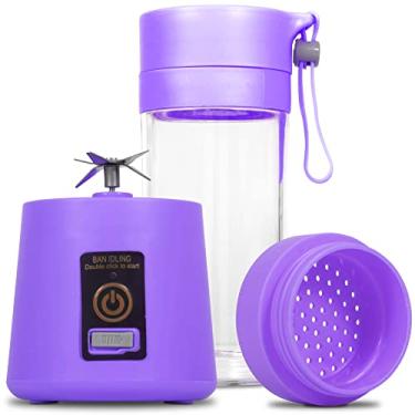 Imagem de Mixer Liquidificador Garrafa 380 ml Elétrica Recarregável Usb Portátil Coqueteleira Suco Vitamina (Roxo)