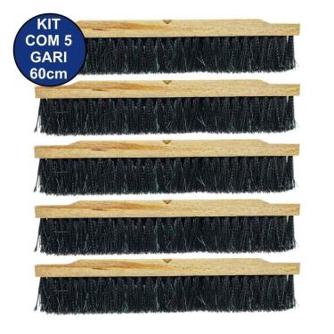 Imagem de Kit Com 5 Vassoura Escovão Gari Nylon Duro 60Cm Sem Cabo