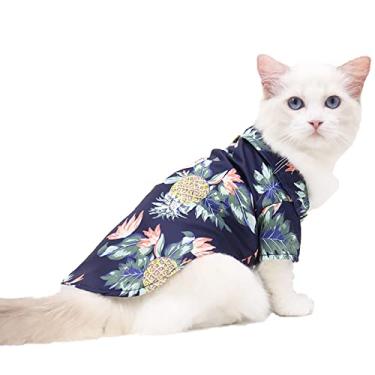 Imagem de Camiseta Pet Summer Hawaii Dog Coconut Tree Impresso Top Vest Respirável Roupas legais Filhote de praia macia secagem rápida, Preto, 4GG (15