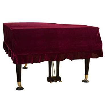 Imagem de Capa de piano de cauda universal à prova de poeira capa de piano vertical lavável pano de capa protetora de piano com veludo dourado com bordas macias