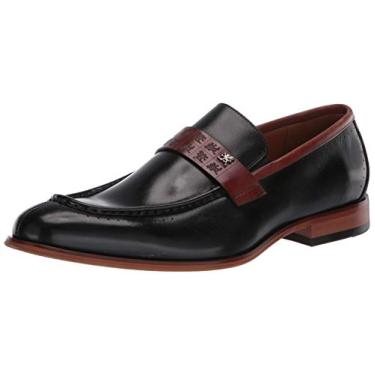 Imagem de Stacy Adams Mocassim masculino Sussex Moc-Toe sem cadarço Penny, Preto/conhaque, 14