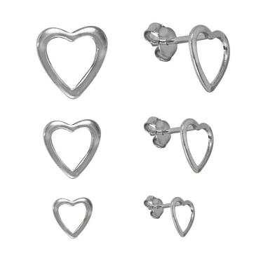 Imagem de Brinco Trio Coração Banhado a Prata