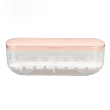 Imagem de Bandeja de gelo de liberação fácil, molde de cubo de gelo de silicone, bandeja de gelo quadrada com tampa, bandeja de gelo flexível pequena para fazer cubos de gelo (rosa)