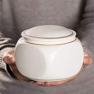 Imagem de KRASS Urna de cremação de enterro cinza adulto crianças animal de estimação comemorativo feito à mão urna de enterro de cerâmica para casa urnas de sepultamento em casa, quadrado, colecionador88