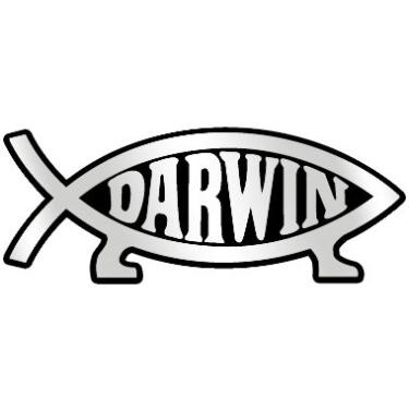 Imagem de Emblema automático de plástico Darwin Fish. [Prata][14 cm x 5 cm]