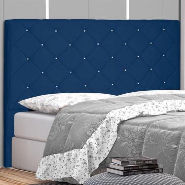 Imagem de Cabeceira King Size 195cm em Suede Tânia Spezzia Azul Marinho