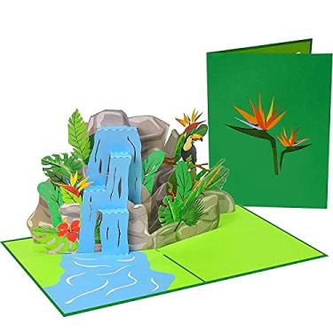 Imagem de PopLife Cartão pop-up 3D em cachoeira tropical para todas as ocasiões - cartão de aniversário da selva, para colega de trabalho, para festa de crianças, para professor - surpresa colorida - dobra plana para correspondência - para mãe, para pai, para ele