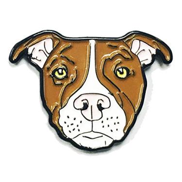 Imagem de Broche de lapela esmaltado para amantes de cães da raça Pitbull American Bully Pit Bull Terrier marrom branco