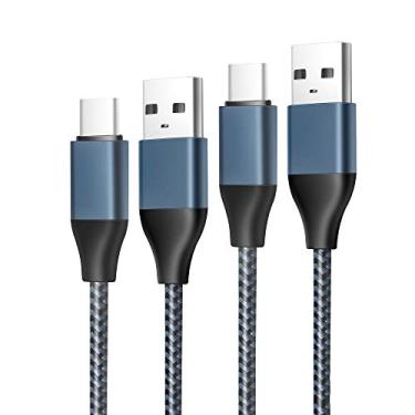 Imagem de Pacote com 2 cabos USB tipo C para Samsung Galaxy Tab S9 S8 S7 S6/Lite, S4 S3; Tab A 10.1(2019), 8.0(2017), 8.4, 10.5; Tab A7 10.4, A8 10.5, A9+ 12.4 Tablet, Cabo carregador para celular Galaxy