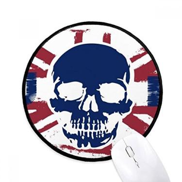 Imagem de DIYthinker Esqueleto humano Reino Unido The Union Jack Landmark Flag Mouse Pad Desktop Office Tapete redondo para computador