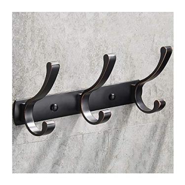 Imagem de KIZQYN Ganchos de casaco montado na parede Gancho de casaco de liga de zinco Gancho de casaco de entrada Gancho de casaco montado na parede (Preto) Cabide de casaco montado na parede (Tamanho: Latão)